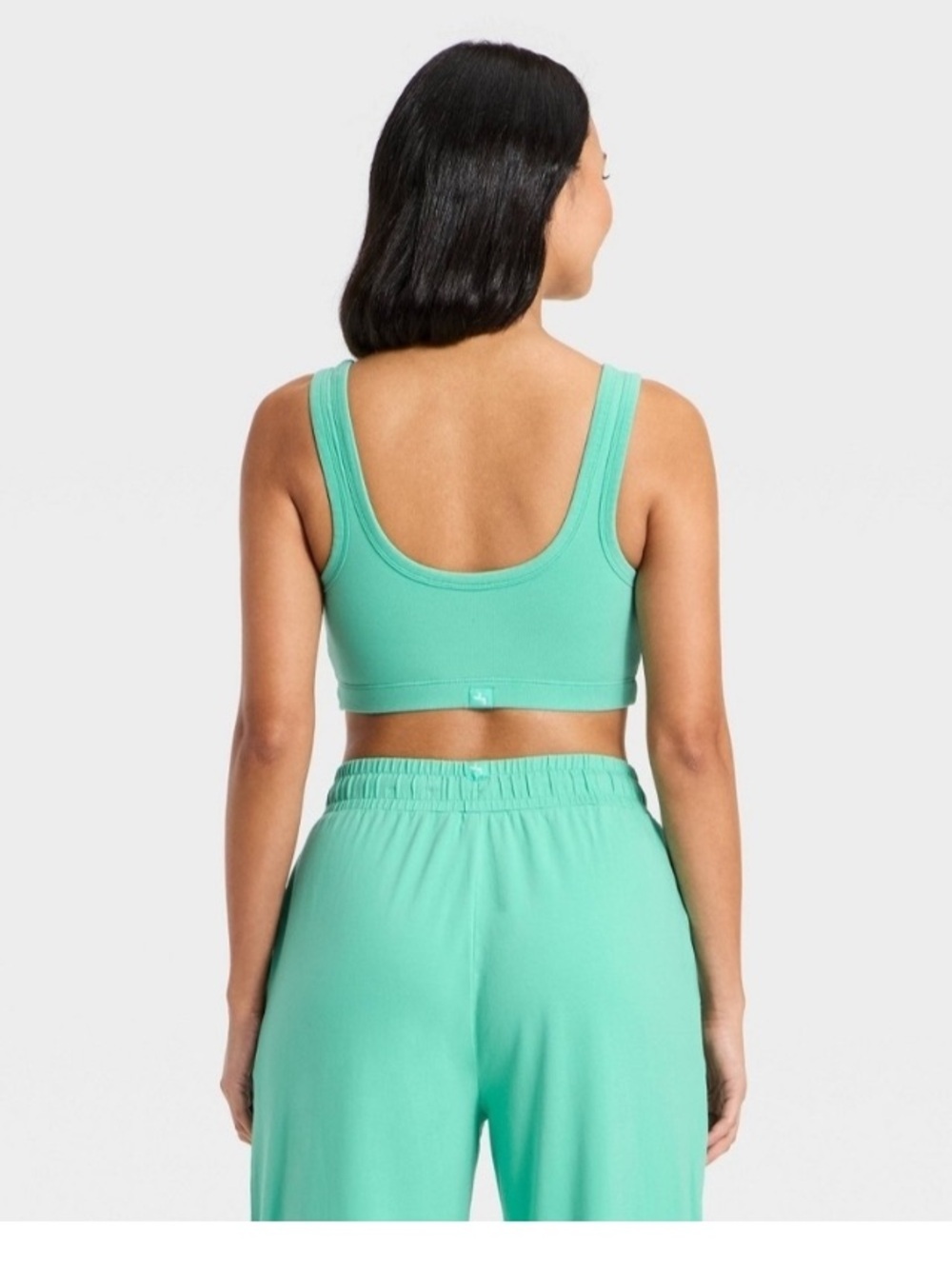 Joylab Women's Washed Jersey Sports Bra - Turquoise Green new - Picture 2 of 3